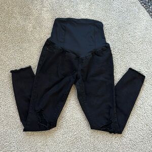 Isabel Maternity True Black Distressed Skinny Jeans